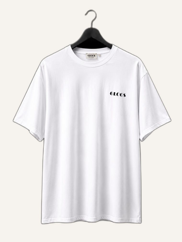 T-shirt GLOOS bianca con il logo sul petto